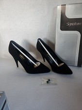 Vintage New In Box Black Suede High Heels Signature Made In Spain 7.5