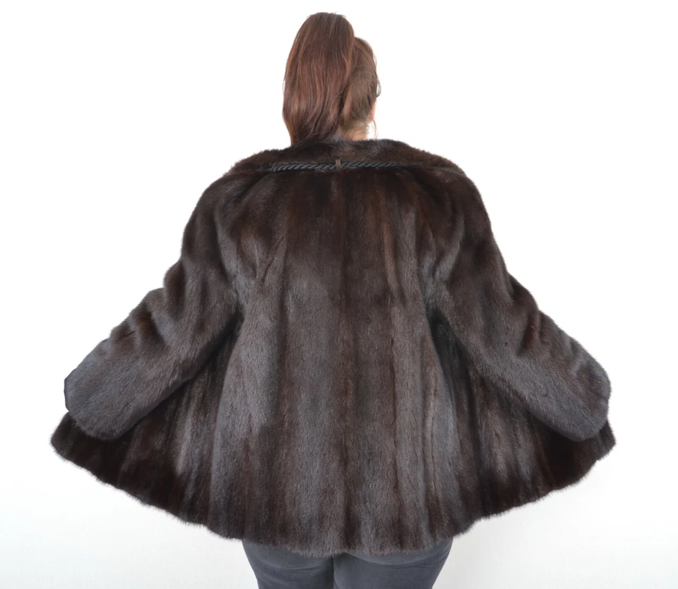 US5211 РЕАЛЬНЫЙ НОРКОВАЯ КУРТКА РАНЧО НОРКОВАЯ ШУБА РАЗМЕР XL - NERZJACKE PELLICCIA - Изображение 2 из 4