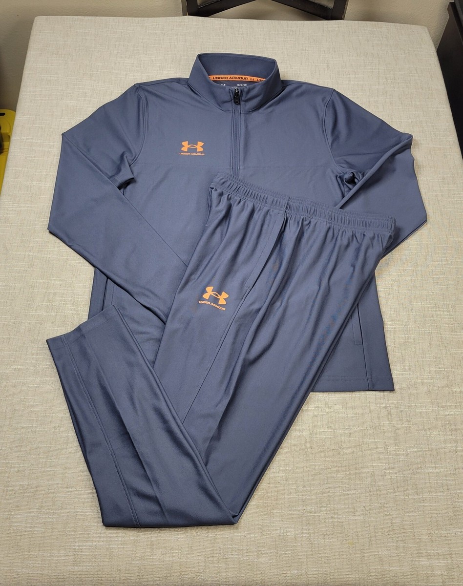 Under Armour Tracksuit Jacket & Pants Set Medium Mens Gray Orange