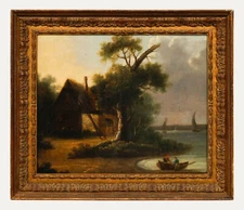 For Restoration - English School 19th Century Oil, Cottage of the Waterfront