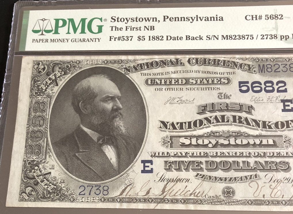 18825DBthe FNB of STOYSTOWN, PA in PMG50 holder. A nice note for collector. eBay