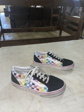 VANS Old Skool Checkered Checkerboard Rainbow Sz 3 Kids Skate Lace-Up Sneakers