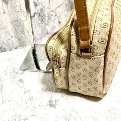★関税込★VALENTINO★V LOGO ショルダーバッグ IVORY★ VALENTINO Shoulder Bag V Logo PVC Leather Beige Women's USED