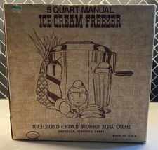 Richmond Cedar Works Frost King 5 Qt Vintage Manual Ice Cream Freezer Maker USA