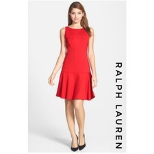NWOT LAUREN Ralph Lauren Women's Drop Waist Knit Red Dress Size 2
