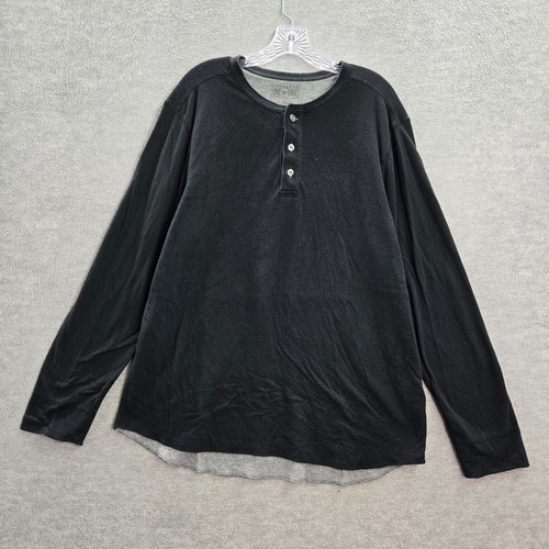 Converse One Star Men Shirt XL Black Long Sleeve Henley