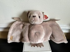 W/ TAGs 2000 Ty Beanie Buddies - Batty Beige Bat - Large Soft Plush Stuffed Toy