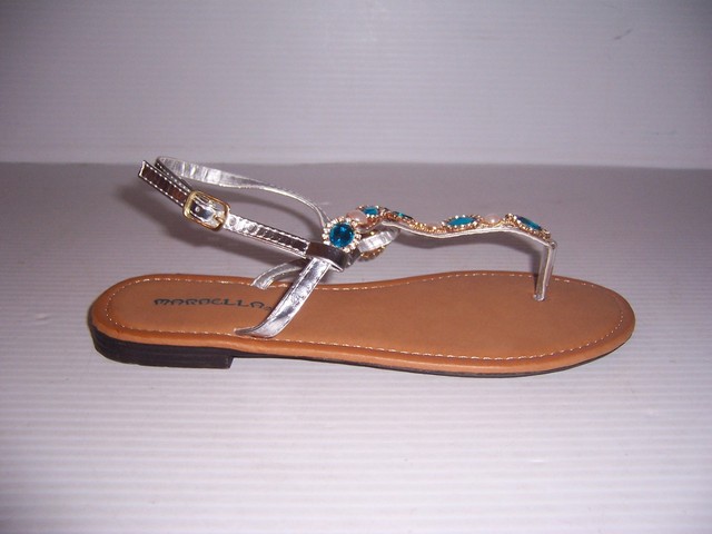 MARBELLA DOWNTOWN WOMEN'S SILVER THONG SANDALS W/ RHINESTONES VARIOUS SIZES NEW | eBay