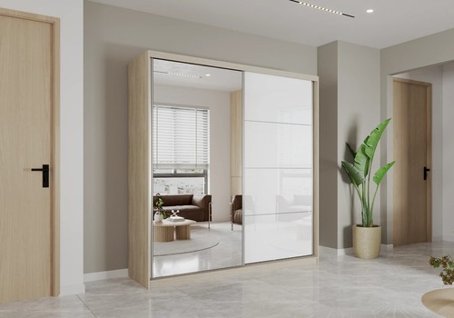 Schwebetürenschrank Kleiderschrank Garderobenschrank POLA mit Spiegel 35 203 cm - Bild 24 von 26