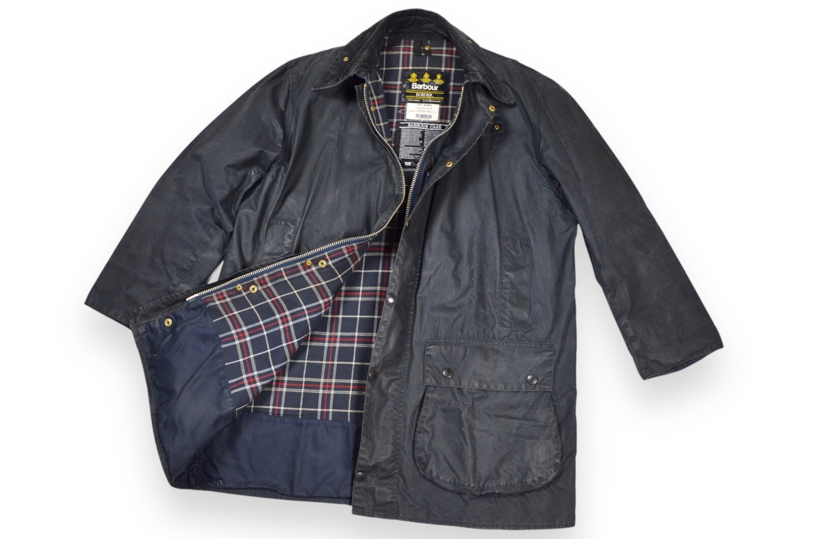 Men's Barbour Border Jacket Vintage Wax Navy Blue A205 England C44/112cm