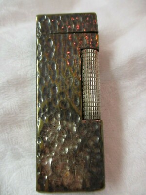 1972 Switzerland Dunhill Bark silver plated Rollagas Lighter monogram Superstar