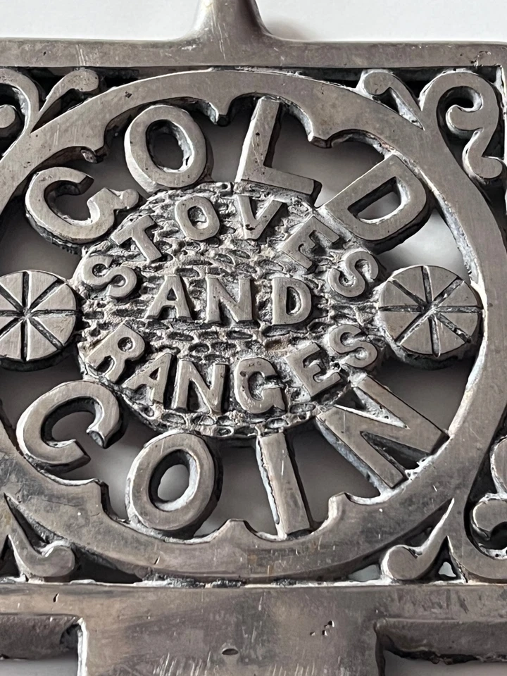 Estufa de monedas de oro antigua y rejilla de puerta de níquel de hierro fundido? Envío GRATIS Foto 2 de 4