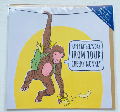 Happy Father's Day From Your Cheeky Monkey! Grußkarte, Neu & Umschlag