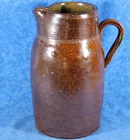 Antique Brown Salt Glaze Stoneware 12" Pitcher- Nice Early American Hand Thrown