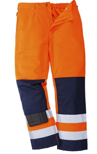 Pantalone da lavoro multitasche stradale alta visibilità arancione/blu  estivo | eBay