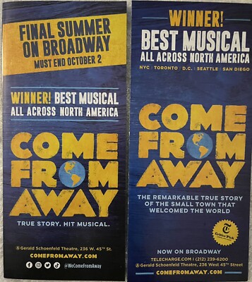 COME FROM AWAY-BROADWAY THEATER MUSICAL HANDZETTEL / FLYER X 2