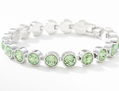  Touchstone Crystal Bracelet Peridot 7 1/4  Rhodium New