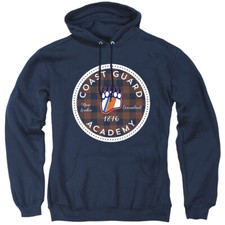 Coast Guard Academy Adult Pullover Hoodie Plaid Badge, Navy, S-3XL