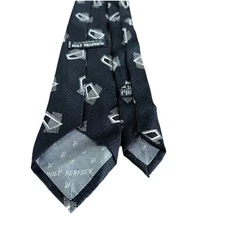 Holt Renfrew Necktie Size 3x58" Mens Black Geometric Ties  Made in Italy