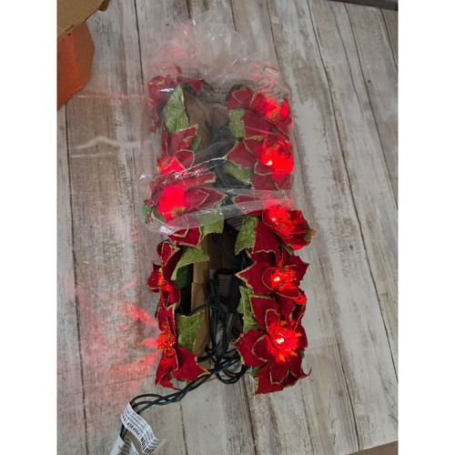 Avon 2008 Poinsettia Lightstring Red Floral Christmas Indoor Decor String Lights