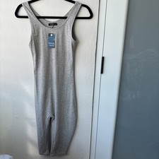 NWT Red Fox Women's Heather Grey Biker Jumpsuit Catsuit Style DS766 - Size S