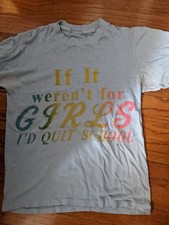 vintage retro 70s 80s IF IT WEREN'T FOR GIRLS shirt kids girls s xa rare blue 