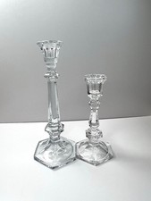 Versailles Crystal Candle Holders Set Of 2 Hexagonal Base 10” & 7.25” Tall