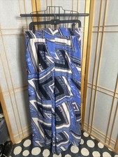 JEALOUS Tomato STRETCH Blue Abstract Print Elastic Waist Wide Leg Pants L EUC