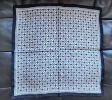 Black White Silk Pocket Square Medallion Geometric 17"x17"