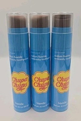 Lot of 3 Hismile - Sodium Fluoride Toothpaste - Chupa Chups Cola 2.1oz EXP 08/26