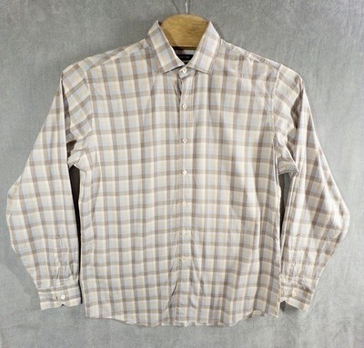 Bugatchi Mens Large Button Up Cotton Elastane Shirt Preppy Office 