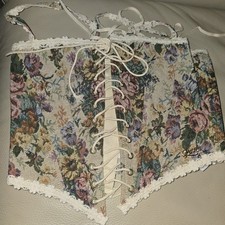 Lacemade Floral Tapestry Corset XS Satin Lined Lace Made Victorian Cottagecore