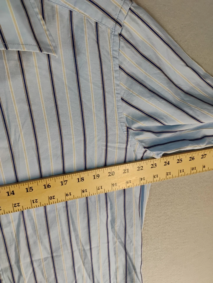 Camisa de vestir Dolce Gabbana para hombre 17,5 44 azul a rayas manga larga algodón abotonada Foto 3 de 4