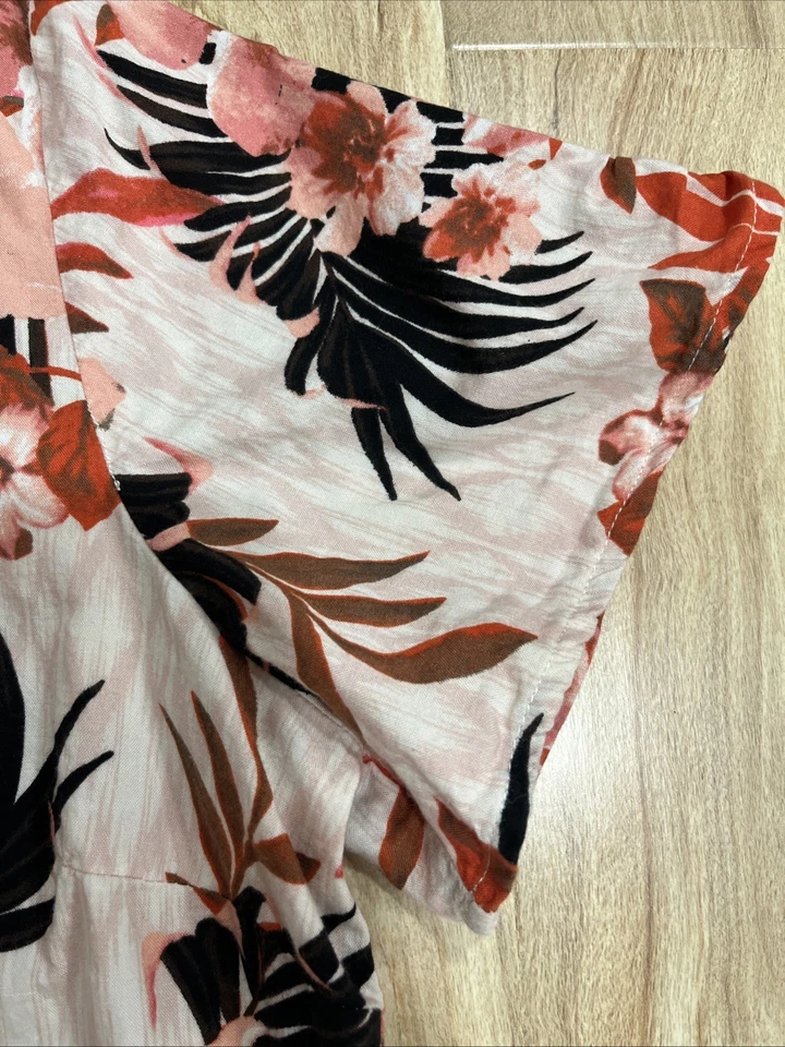 Blusa ERIKA Feminina Top Camisa Tamanho XL Botão para Cima Laranja Gola Floral - Imagem 4 de 4