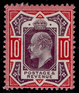 GB EDVII SG311 SPEC M44(8) 10d dark plum & carmine M MINT. Cat £85.