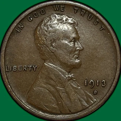 1913-D Lincoln Wheat Cent Extremely Fine XF Coin #33498