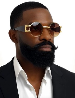 Men Sunglasses Designer Round Fashion Hip Hop Brown Lens Rap Gold Metal Frame