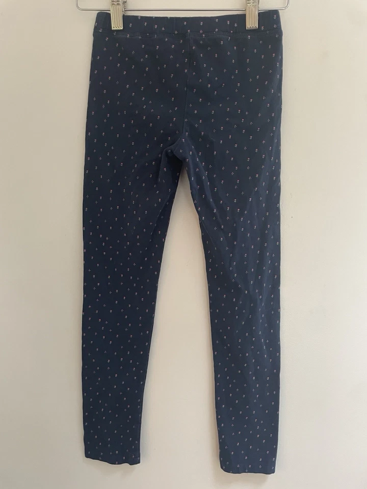 Gymboree Kids Girls Allover Floral Cotton Blend Full Length Leggings Navy M 7-8 - Image 3 of 4