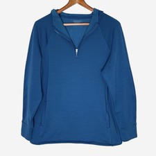 Athleta Altitude Polartec Hoodie Sweatshirt Size 1X Relaxed Fit Dark Lapis Blue