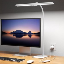 White Desk Lamps for Home Office, Tall Computer Desk Light,Flexible Gooseneck...