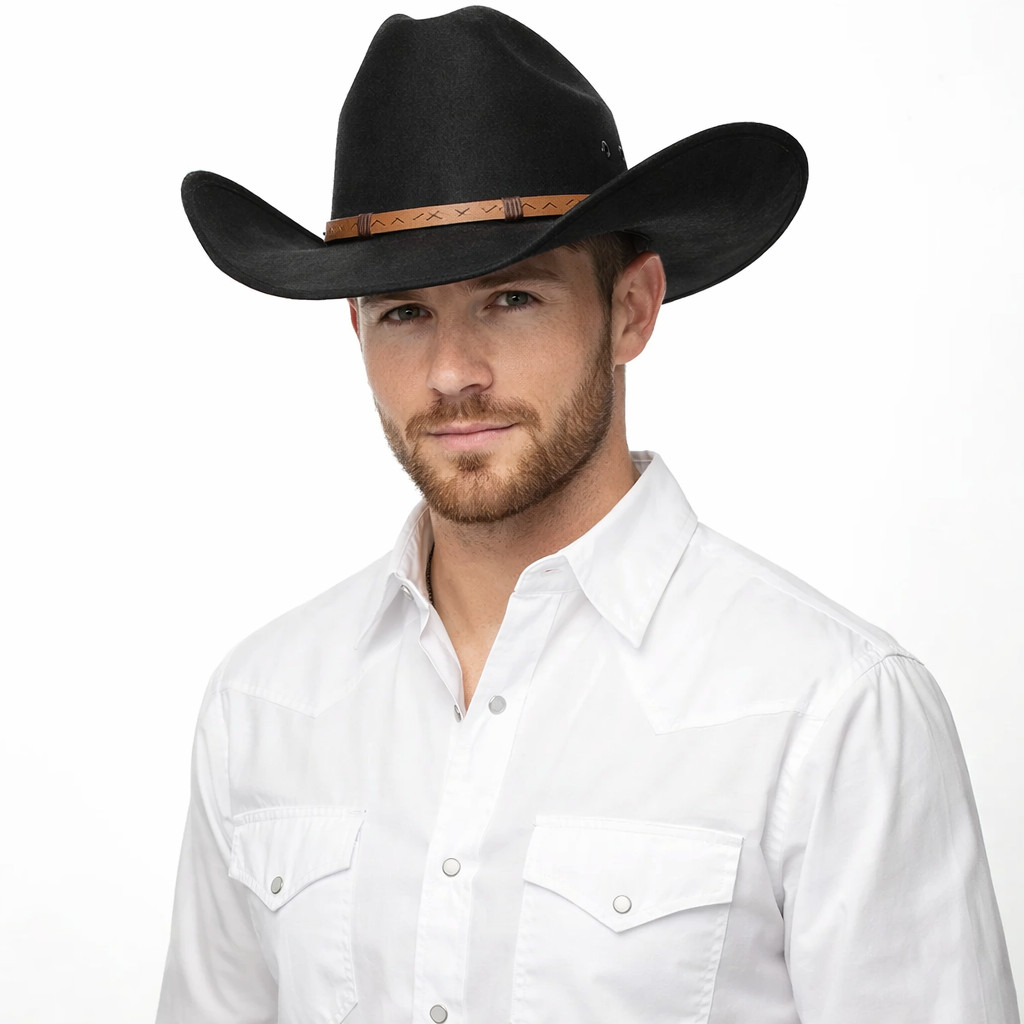 's Faux Felt Western Cowboy Hat Tejana Sombrero Texana Vaquero Sinaloa