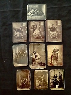 CIRCA 1860 1900 ANTIQUE TINTYPES WOMEN ACTING PLAYING AROUND DRESSED UP