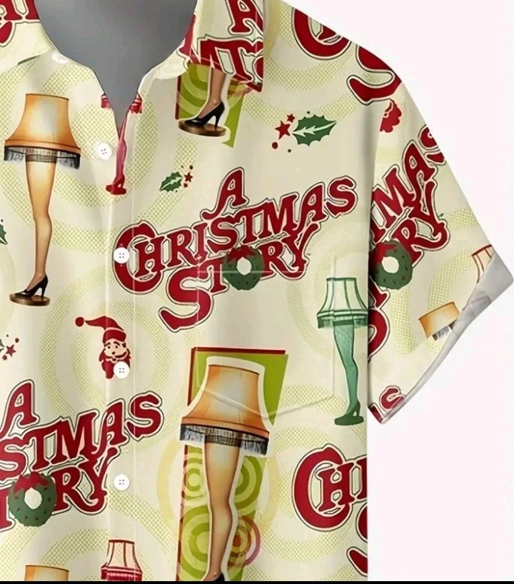 РОЖДЕСТВЕНСКАЯ ИСТОРИЯ Мужская печать рубашка с коротким рукавом на пуговицах подарок размер 1 X новый!! - Изображение 3 из 4