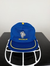 Vintage Blue & Yellow Michelin Man Embroidered Bibendum Brim Piping Snapback Hat