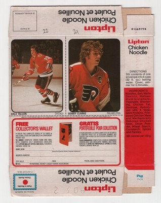 DALE TALLON  BOBBY CLARKE 1974-75 LIPTON SOUP UNCUT BOX NO 22-21   89826