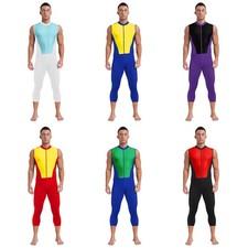 Men Jumpsuit Diving Bodysuit Stretchy Leotard Gym Sleeveless Rash Guard Adult
