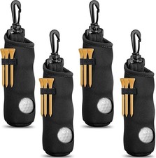 4 Pieces Golf Tee Holder Golf Ball Carry Bag Pouch Ball Holder Keychain Belt Cli