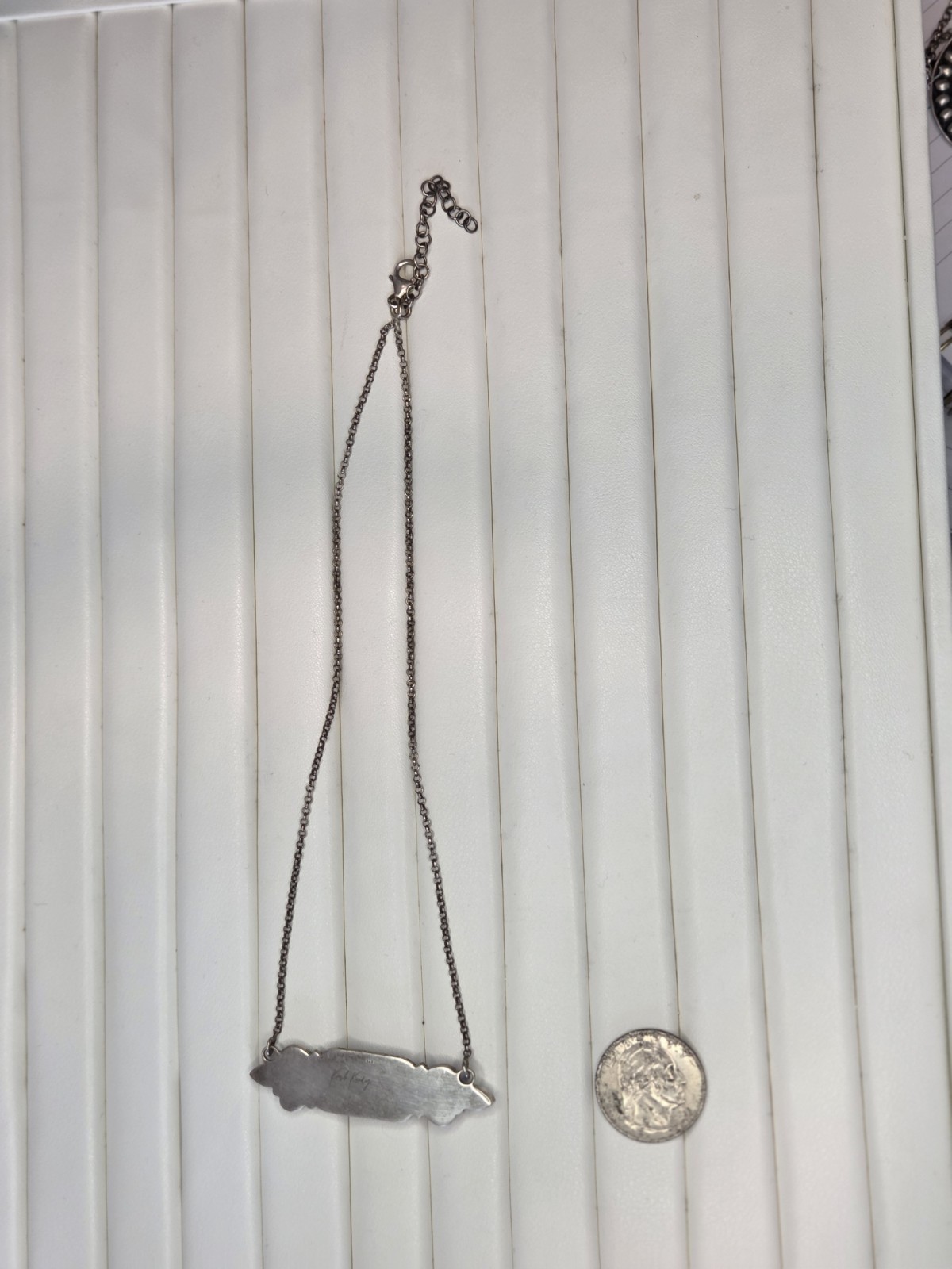 Sterling Silver Rectangular Checkered Pendant Nec… - image 2