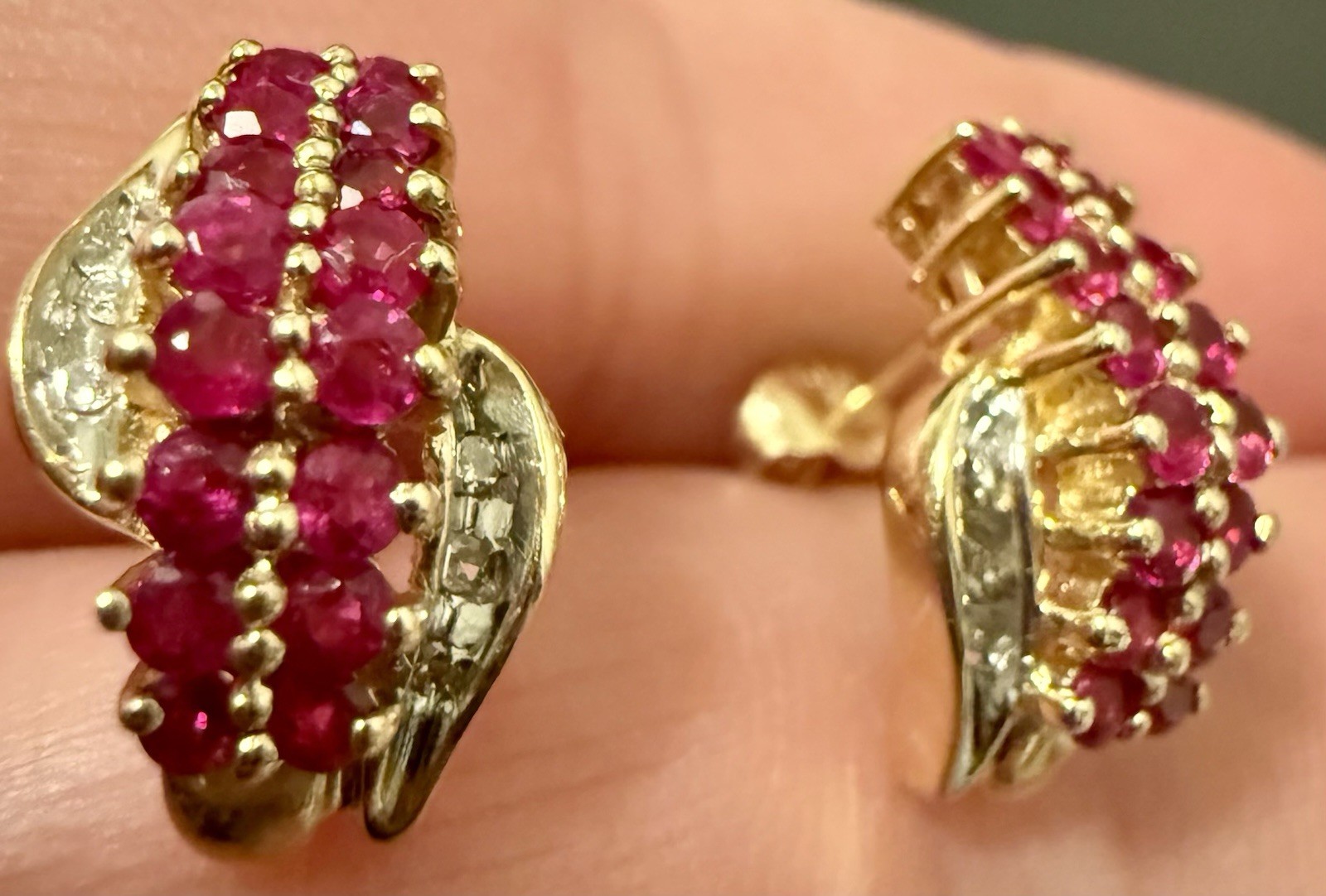 4g Solid 14k Yellow & White Gold Ruby Natural Dia… - image 21