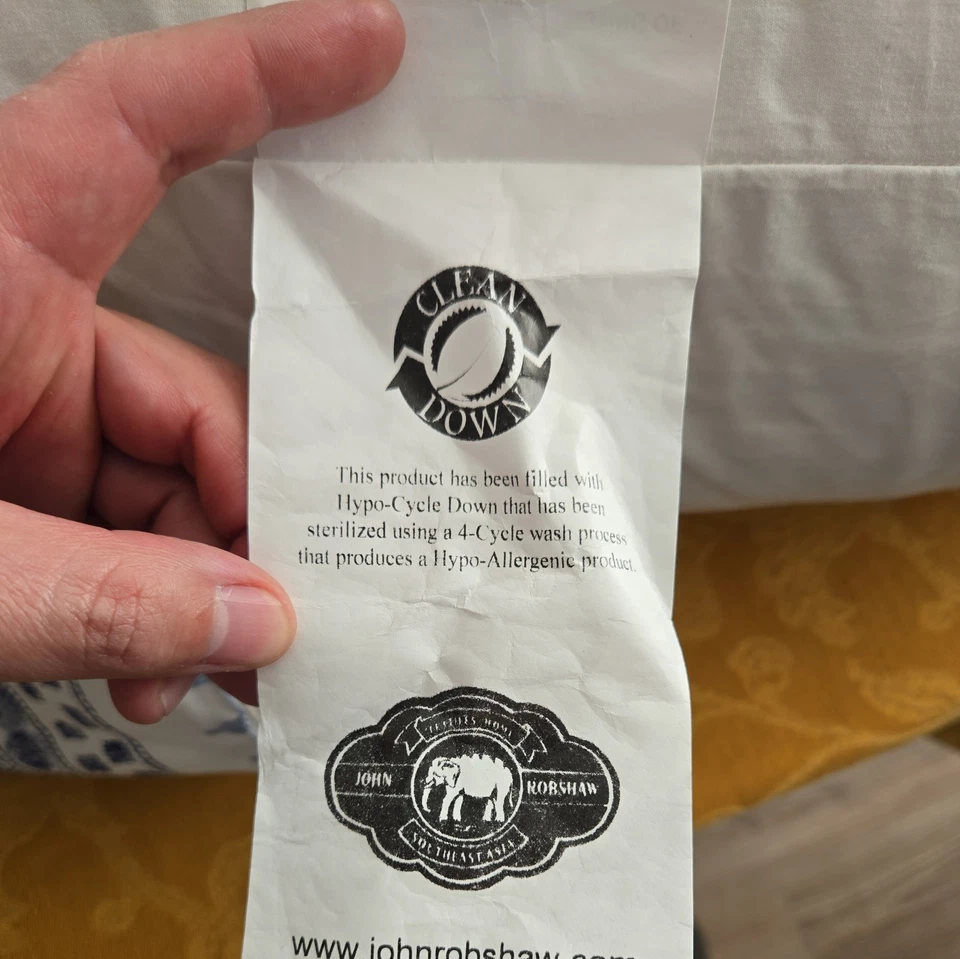 John Robshaw Blue White Primrose Indigo Bolster Accent Couch Décor Pillow 17x32" - Image 4 of 4